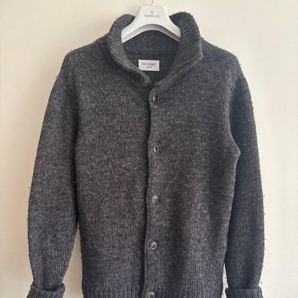 Our Legacy Grey High Neck Alpaca Linen Wool Chunky Knit Cardigan 40 M- L - Picture 2 of 13